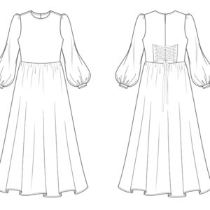 Iris dress sewing pattern, cottagecore style dress. Easy to sew, vintage